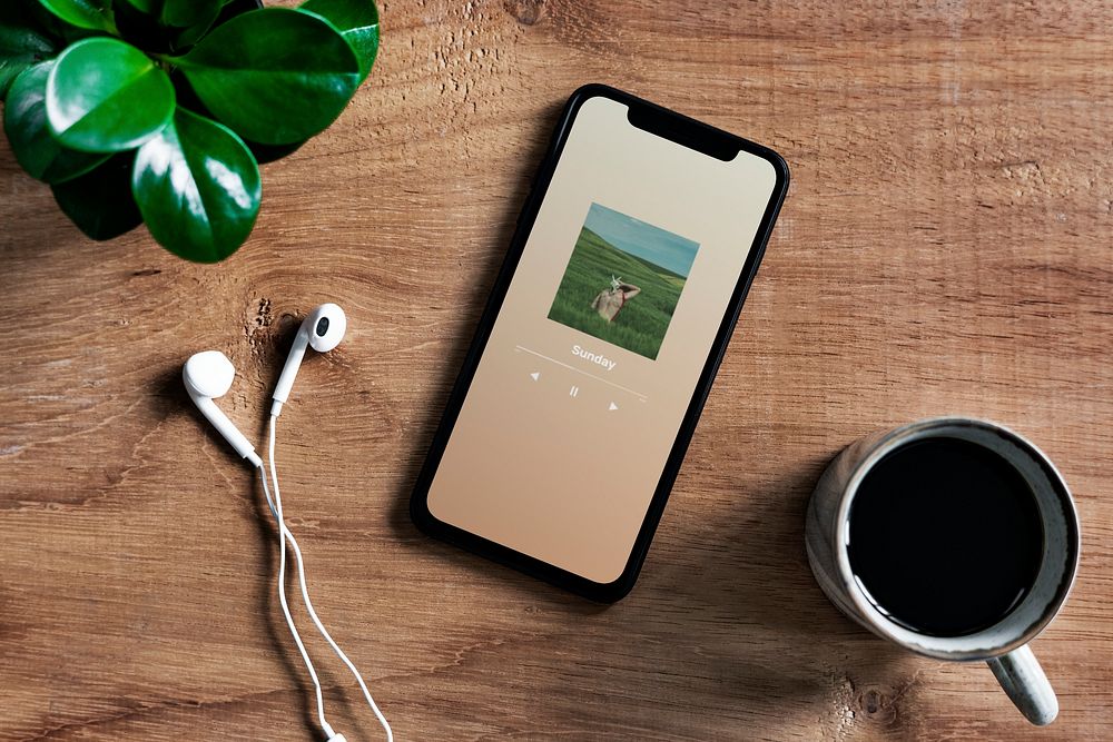 Phone screen mockup, flat lay psd