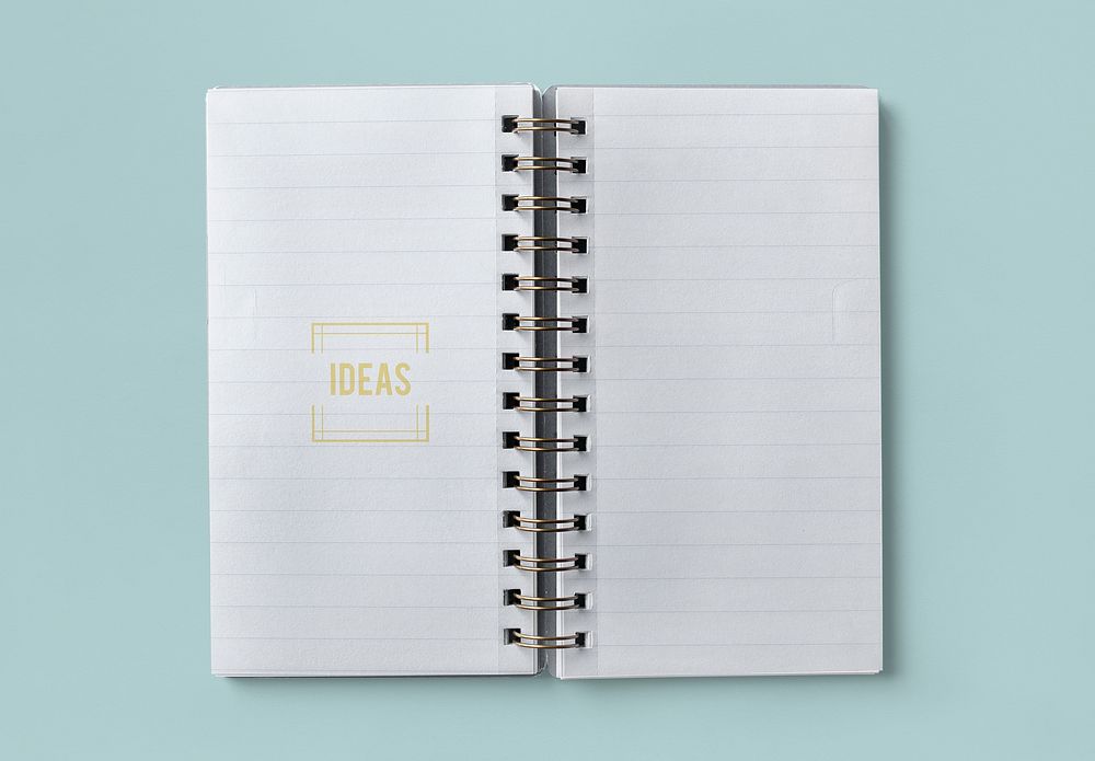 Ideas in a notebook mockup