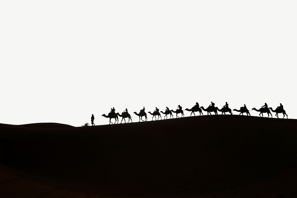 Camel caravan  silhouette border psd