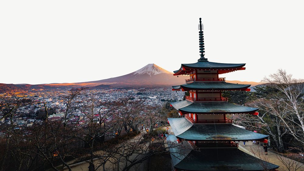 Chureito pagoda in Tokyo, Japan travel border psd