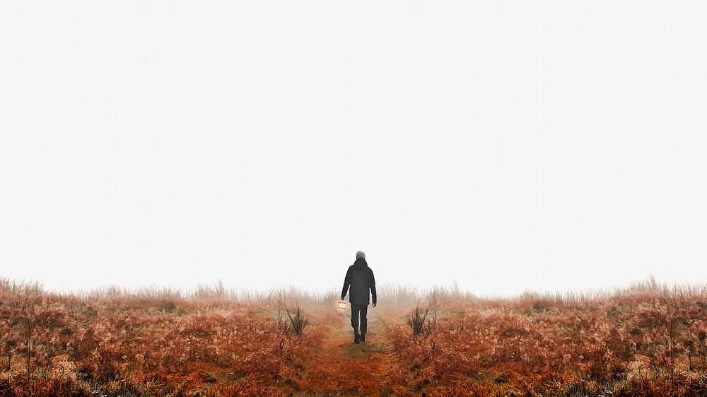 Man walking with lantern border background