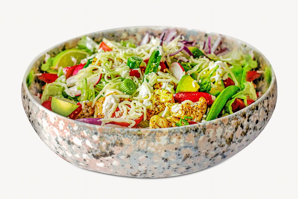 Chicken salad image, food photo on white