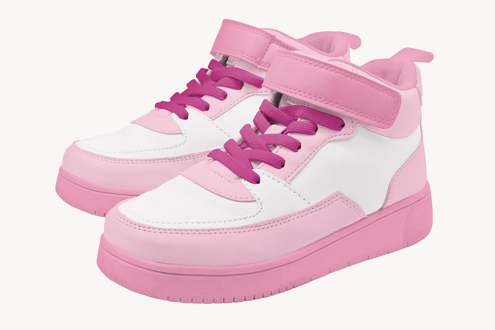 Pink & white high top sneakers, unisex streetwear fashion