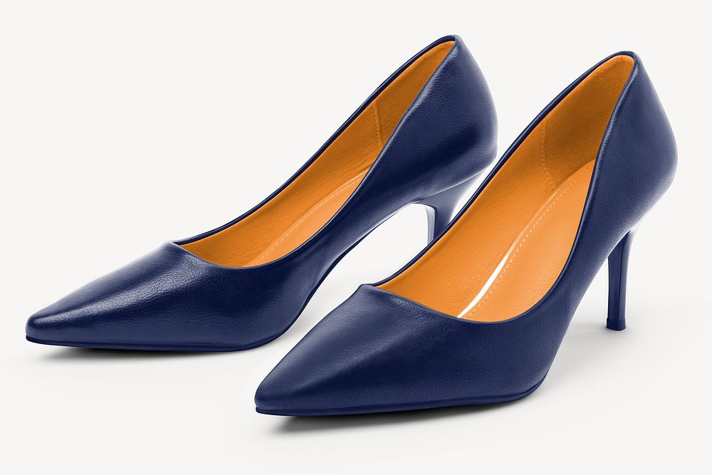 Blue high heels  mockup, editable fashion psd