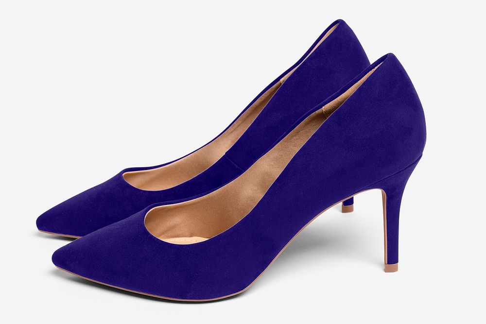 Purple high heels mockup, women&rsquo;s shoes fashion psd