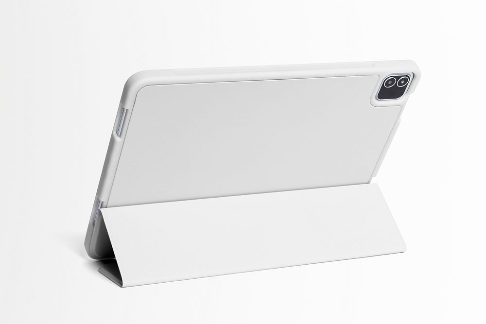 White digital tablet case mockup psd