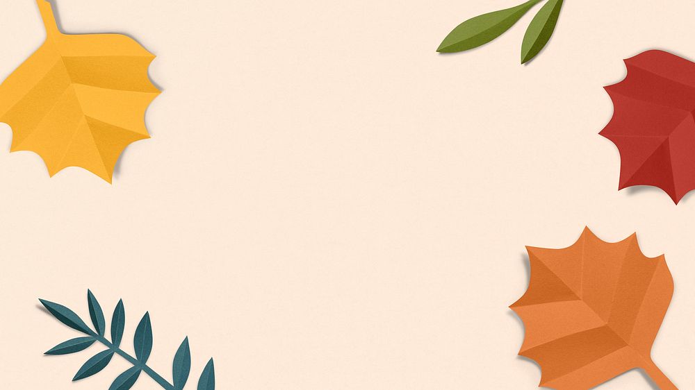 Pastel orange Autumn desktop wallpaper, maple leaf border
