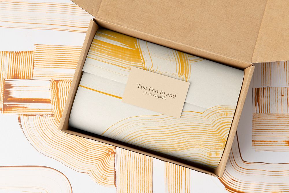 Kraft box packaging mockup psd in abstract style