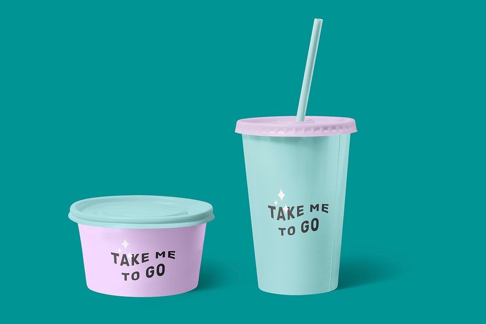 Paper cup mockup psd, food product packaging design