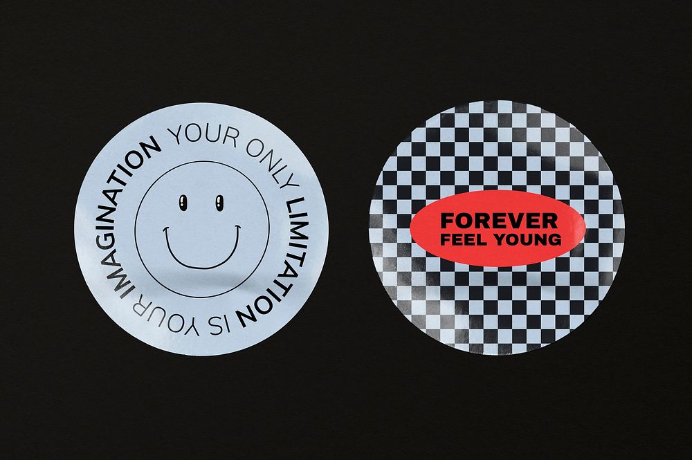 Old school sticker mockup, round shape design, with text psd