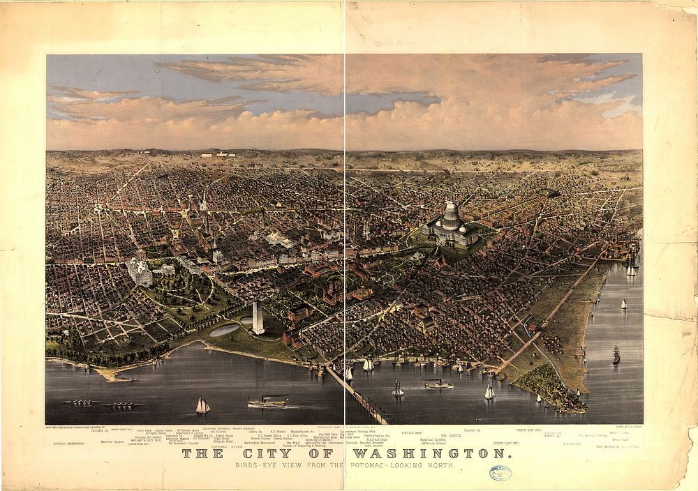 The City of Washington birds-eye view from the Potomac-looking north  drawn by C.R. Parsons (1880) by Parsons, Charles R.