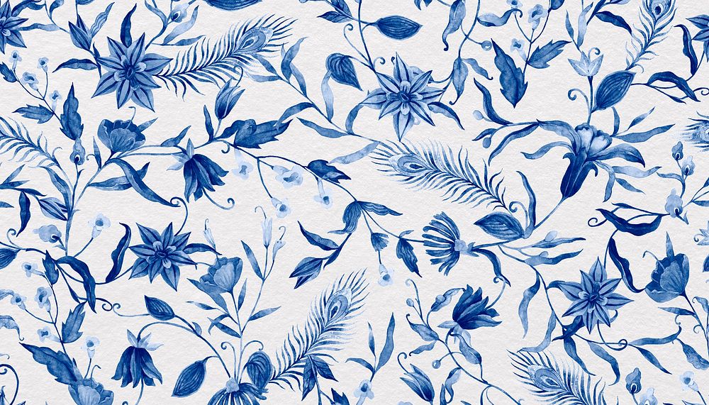 Vintage flower patterned background, blue design