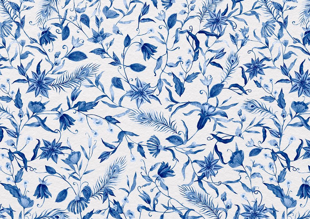 Vintage flower patterned background, blue design