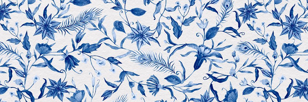 Vintage flower patterned background, blue design