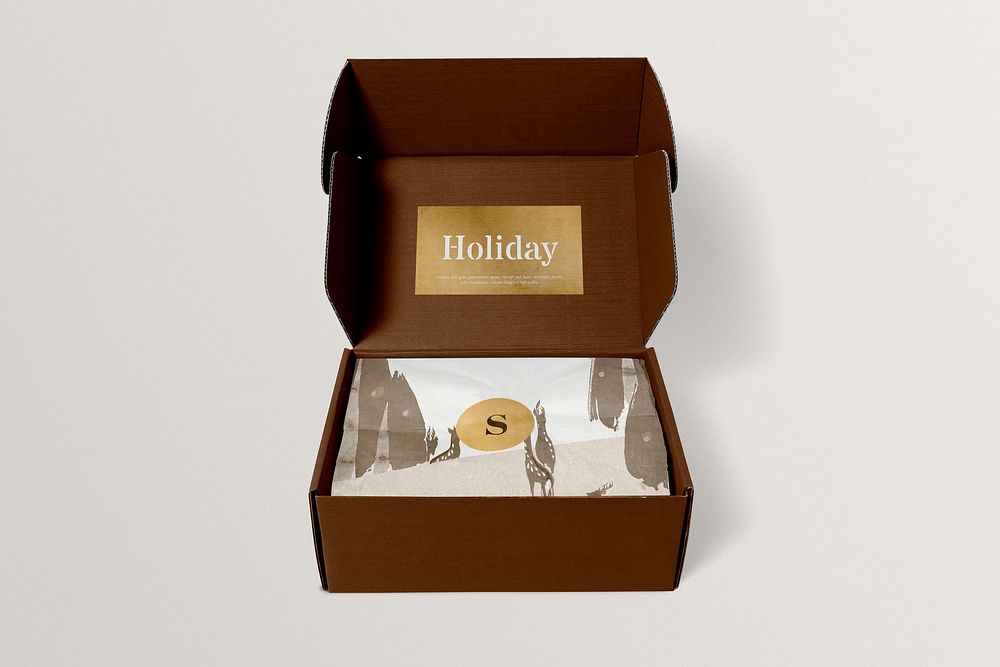 Christmas paper box mockup, packaging for small business psd