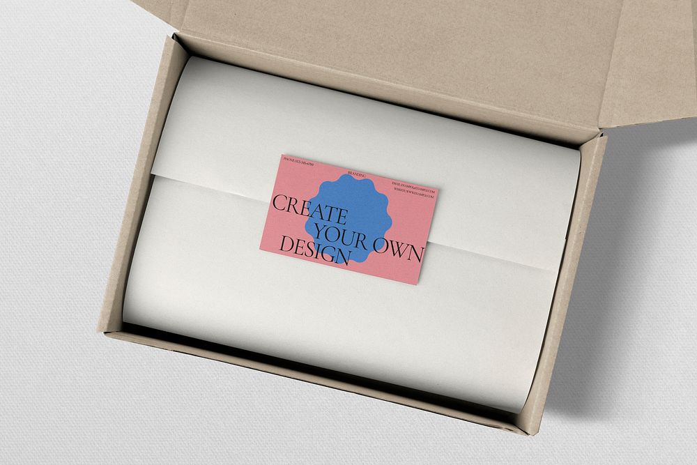 Business card mockup in gift box psd