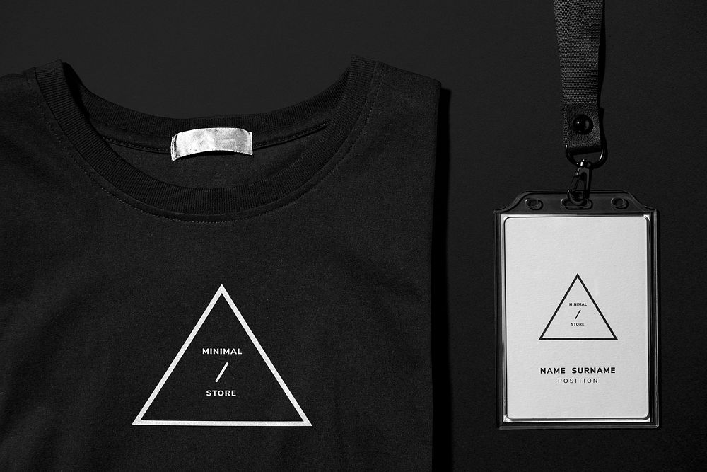 T-shirt mockup, ID holder psd, business branding design