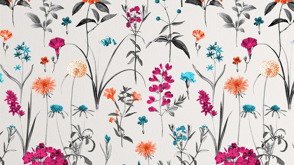Floral pattern computer wallpaper, vintage illustration by Pierre Joseph Redouté. Remixed by rawpixel.
