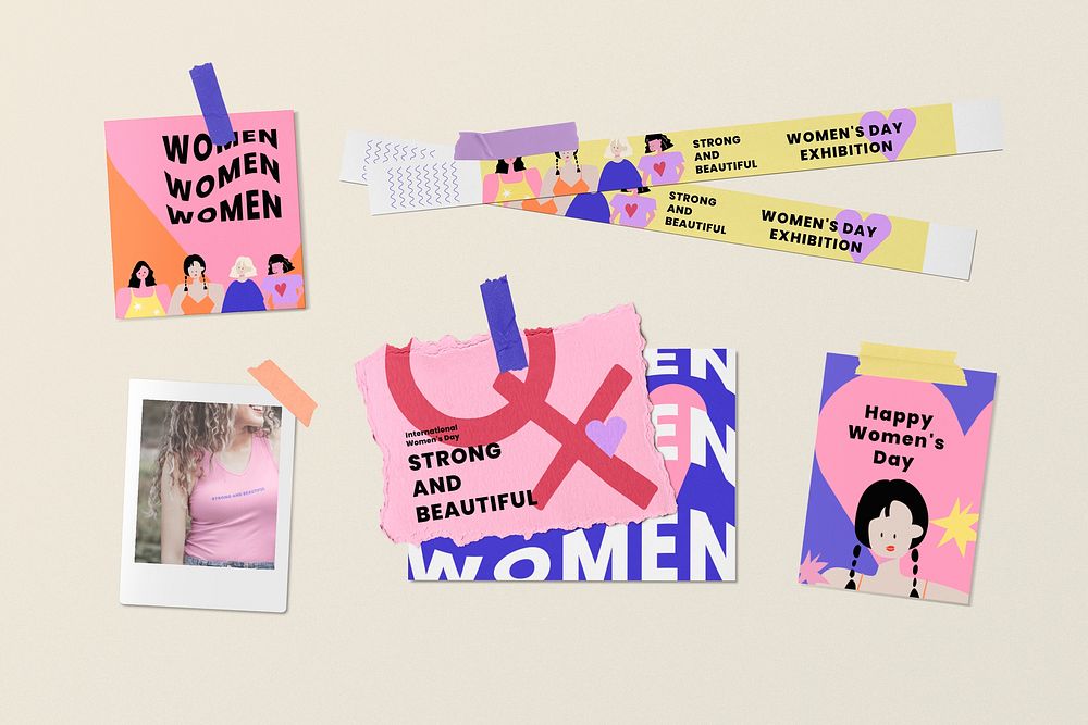 Mood board mockup, International Women's Day design psd