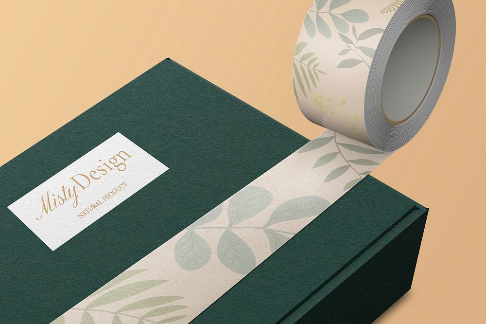 Floral duct tape mockup, botanical design psd