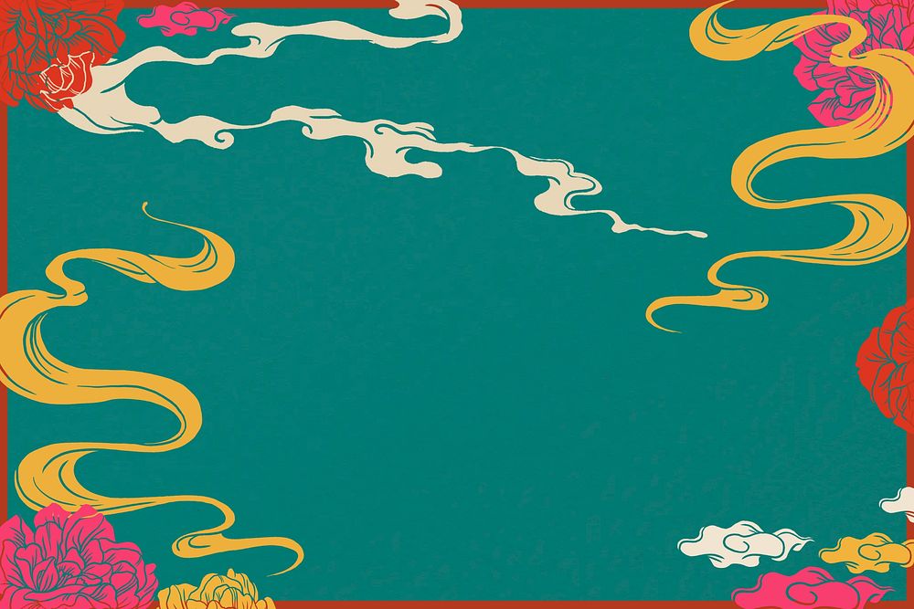 Aesthetic green Japanese, ukiyo-e background