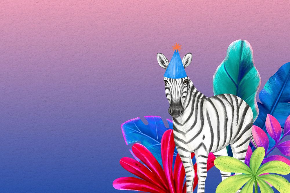 Cute zebra background, colorful gradient design