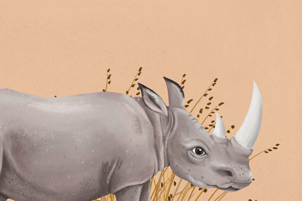 Rhino wildlife background, brown design