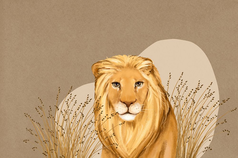 Cute lion background, brown wildlife design