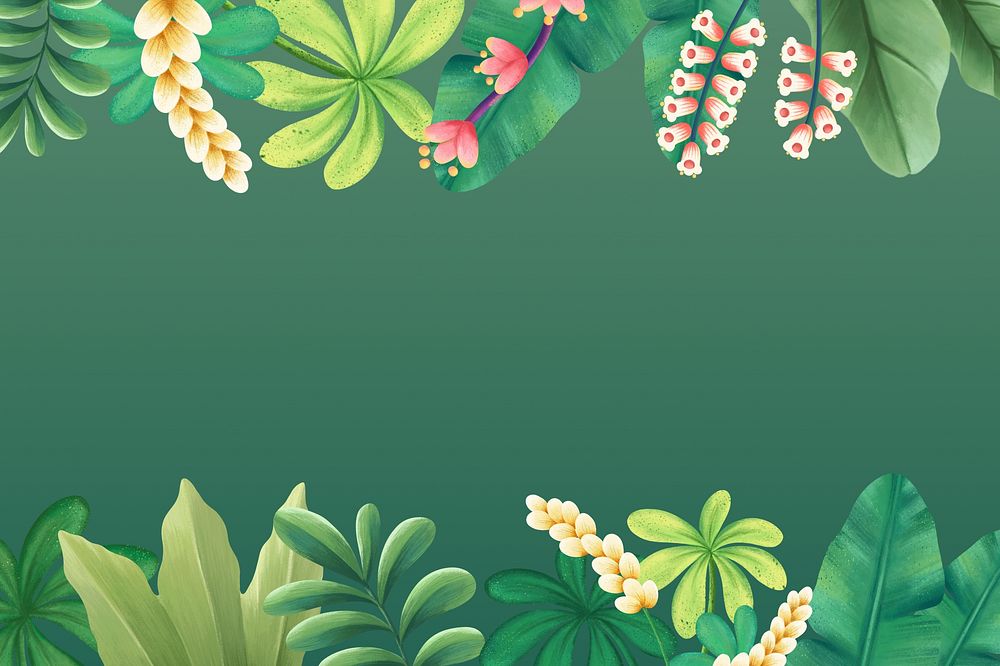 Colorful tropical border background, green leaves design