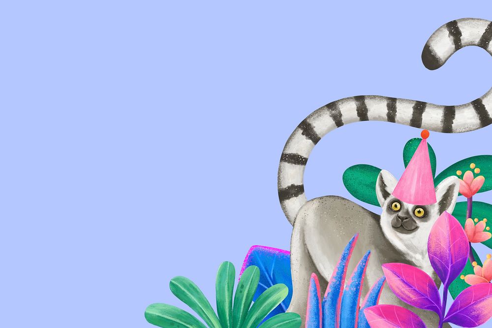 Cute wildlife blue background, lemur design