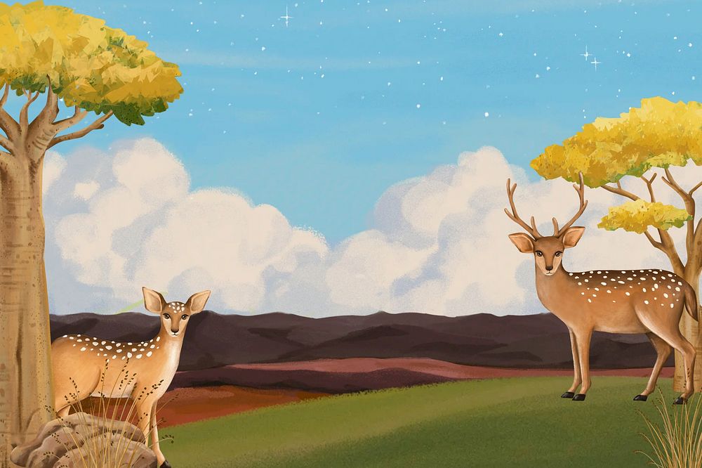 Aesthetic deer background, drawing design