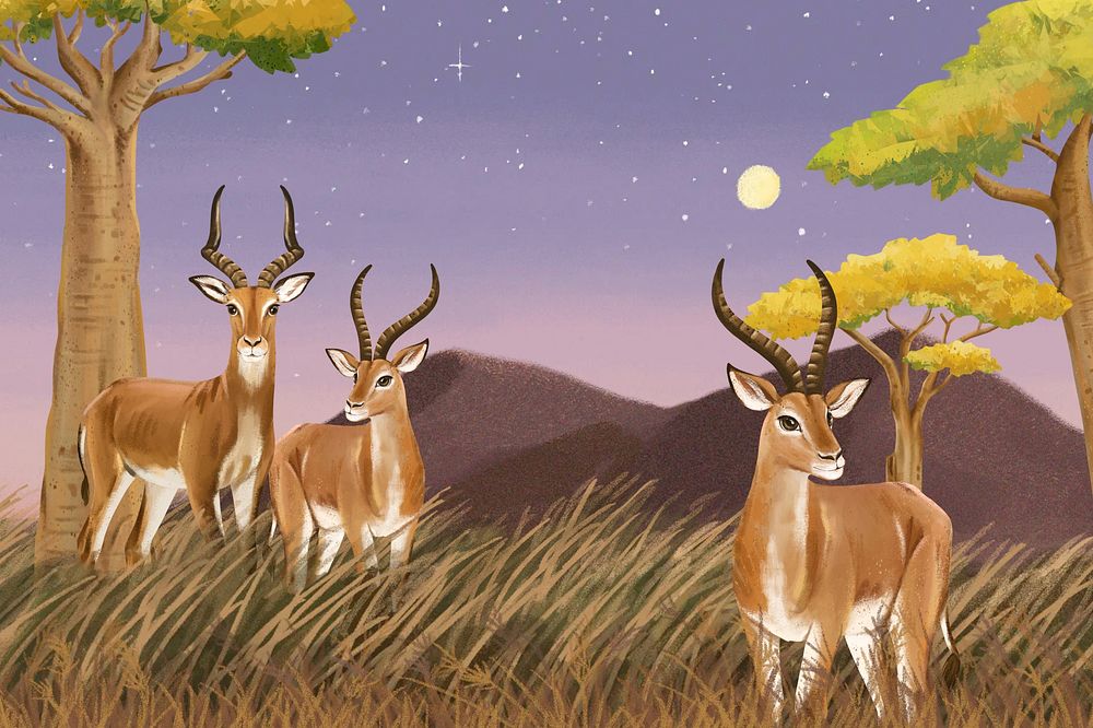 Night safari background, drawing design