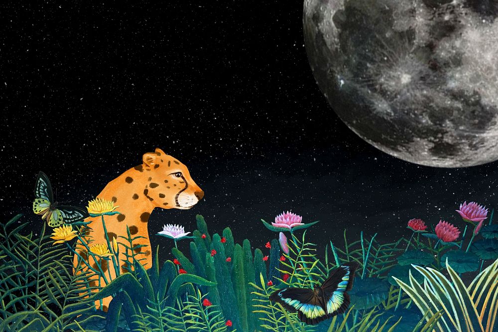 Cheetah background, dark moon & wildlife design