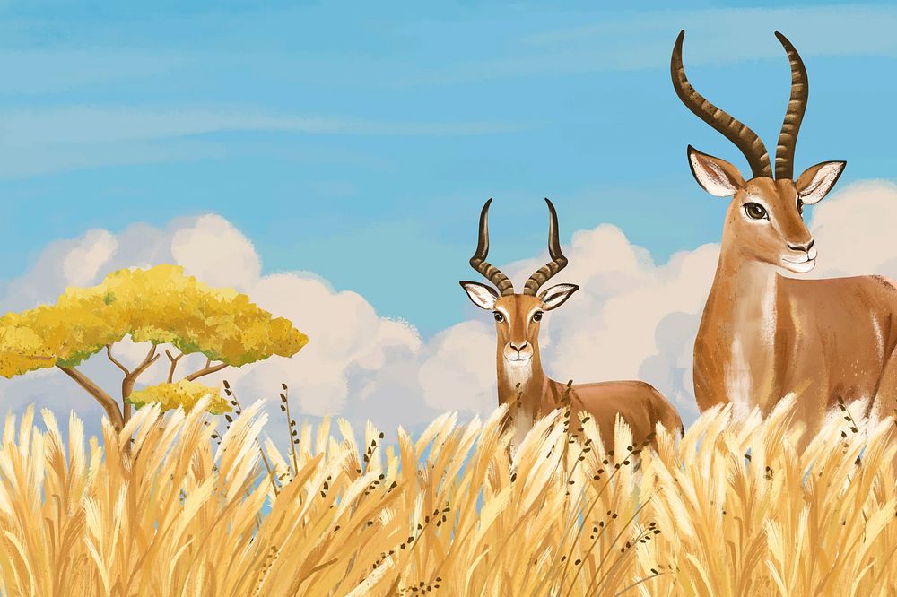 Savanna wildlife background, drawing design