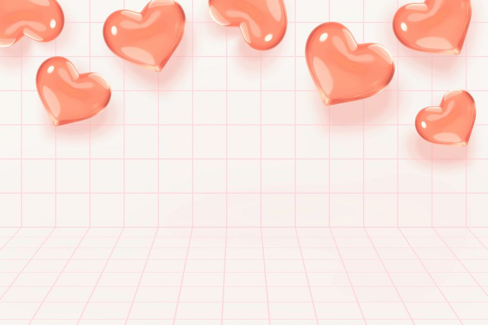 3D Valentine's Day background, pink heart graphics