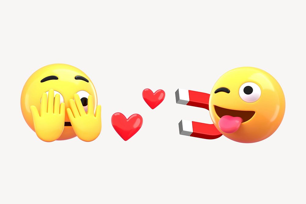 3D love attraction, emoticon illustration