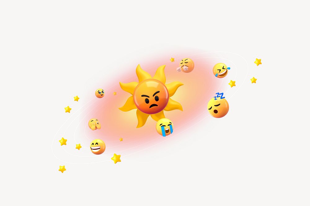 Solar system, 3D emoticons illustration