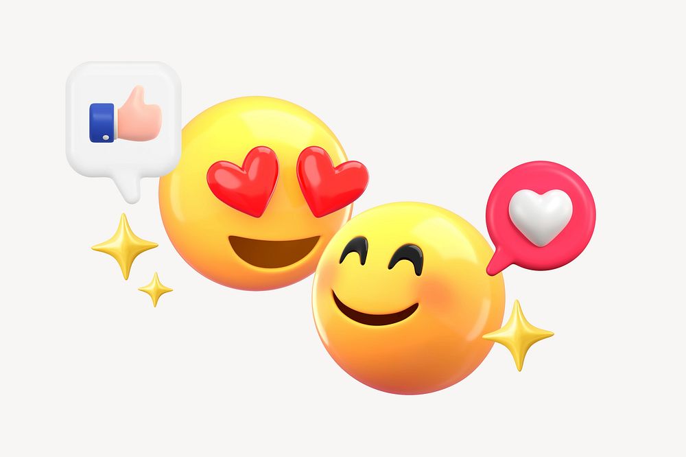 3D love emoticons, flirting illustration