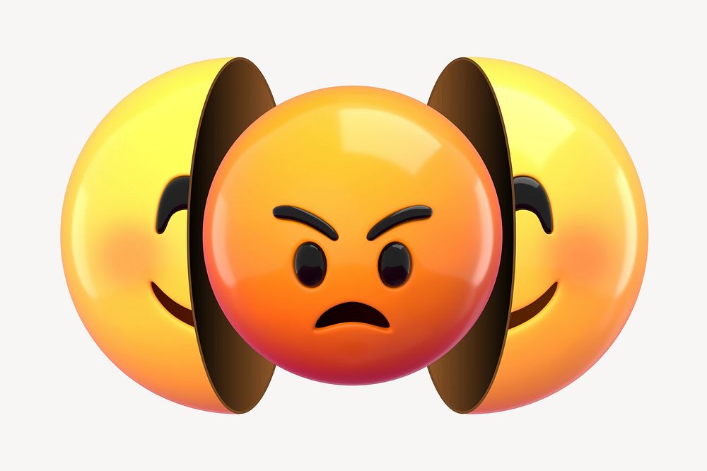 3D angry emoticon illustration