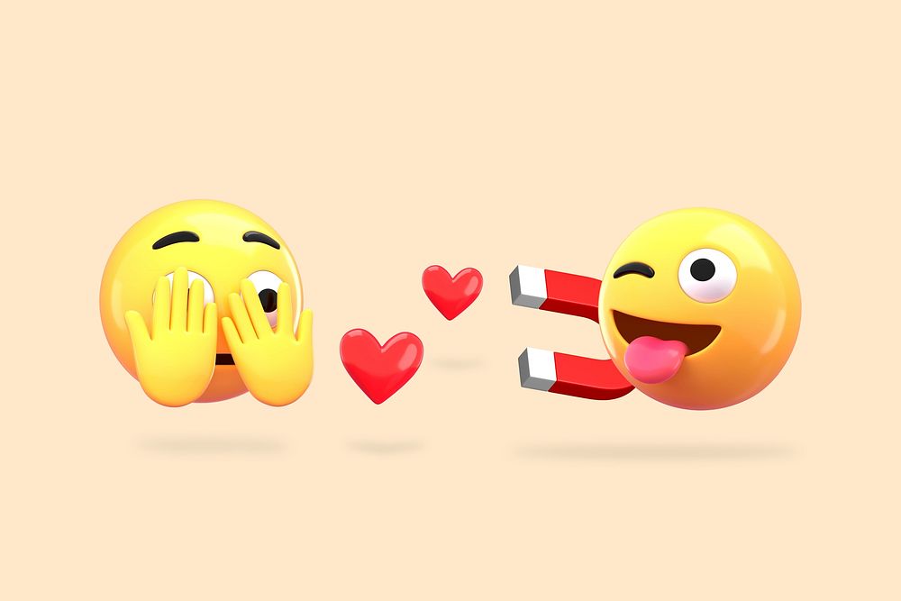 Flirty emoticons background, 3D rendering