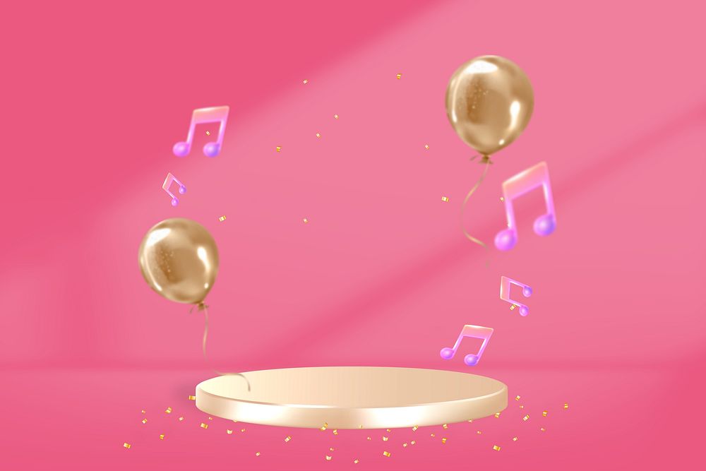 Pink 3D product background, party, celebration style