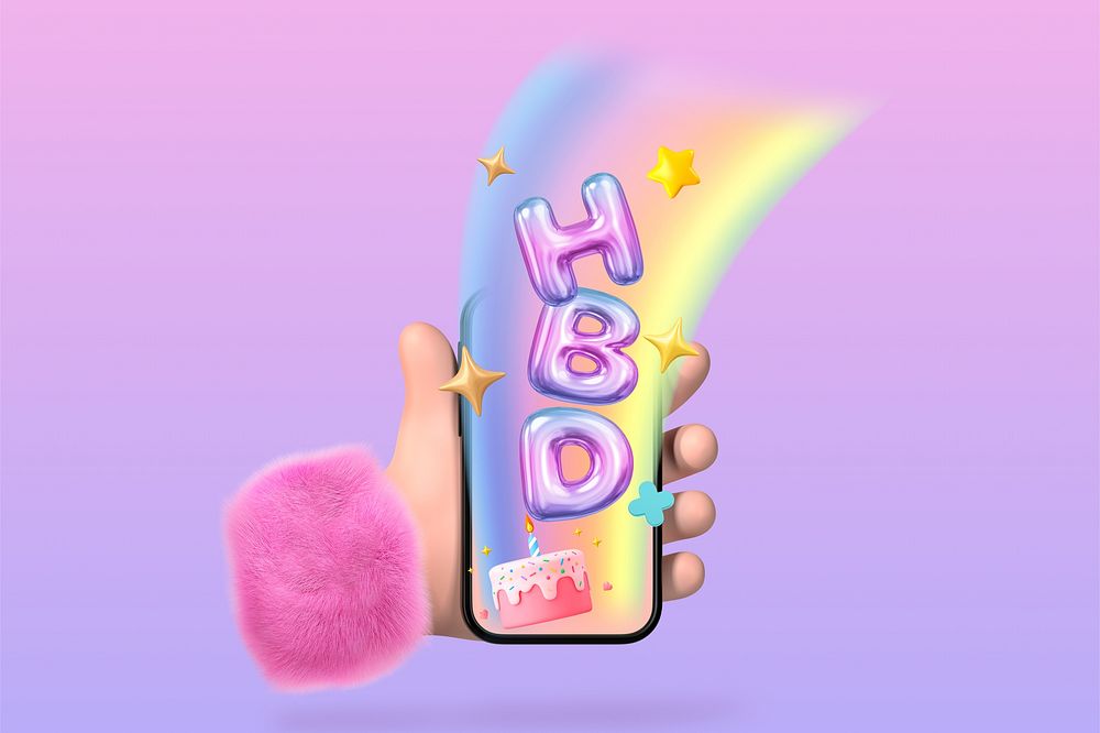 3D birthday online greeting illustration