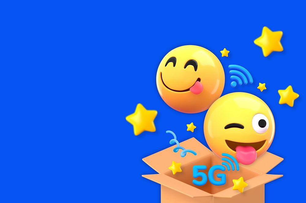 5G happy emoticons background, communication concept