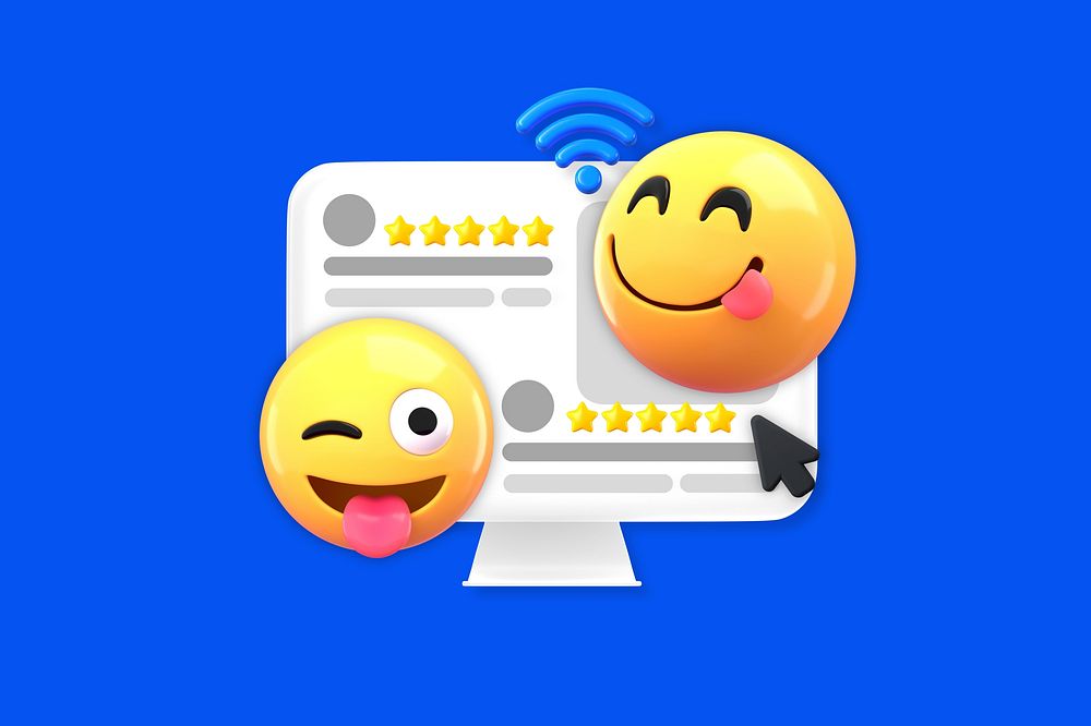 Positive business reviews, 3D emoticons remix