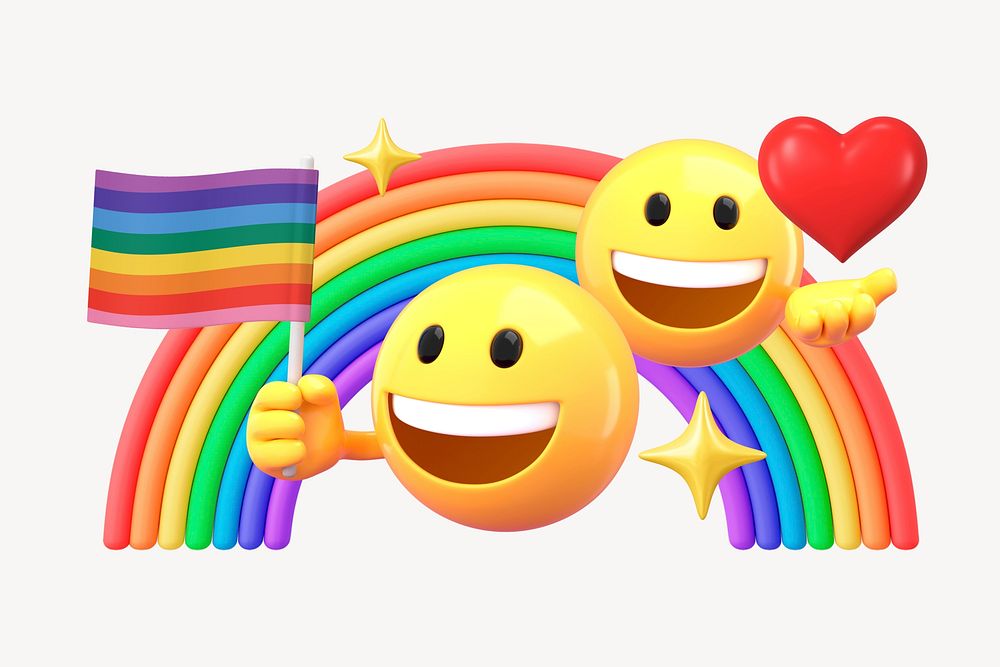 Rainbow LGBT, 3D emoticon illustration