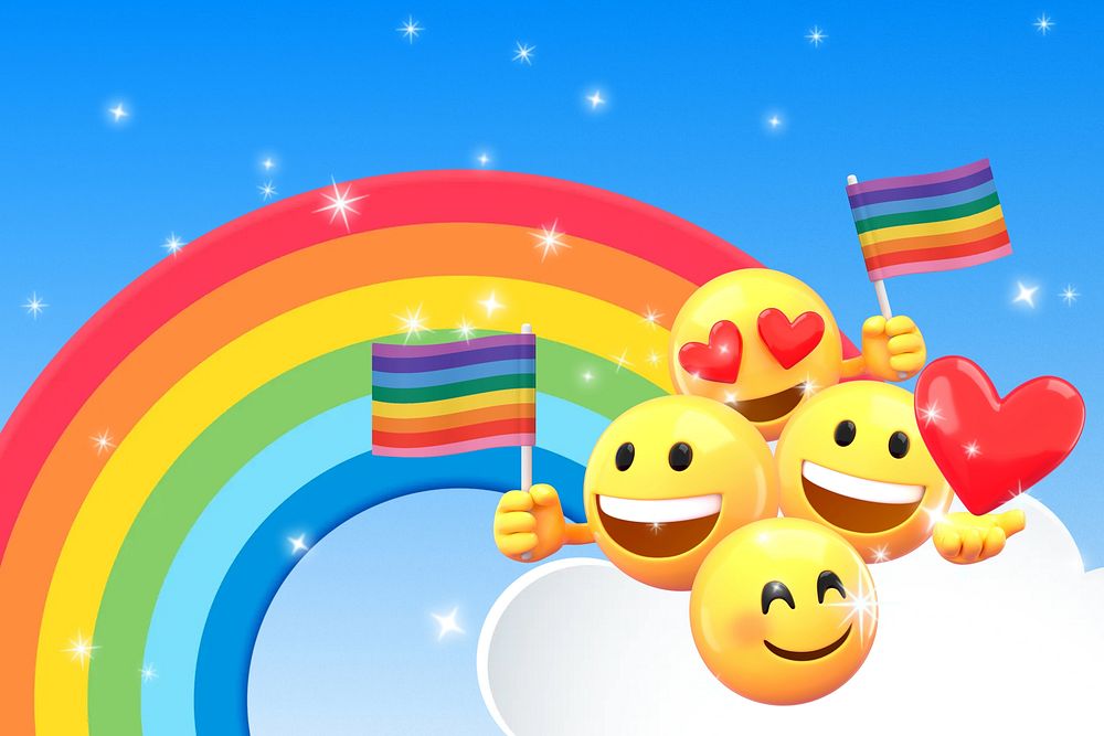 3D emoji LGBT background, blue design
