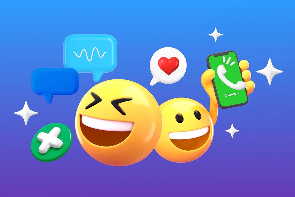 Social media savvy background, 3D emoji design