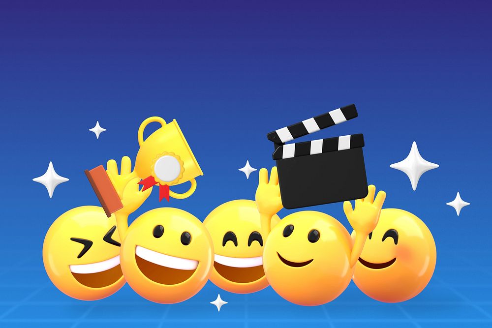 Film awards 3D emoji background, blue design