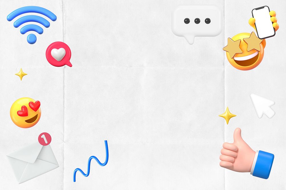 Online marketing background, 3D emoji design