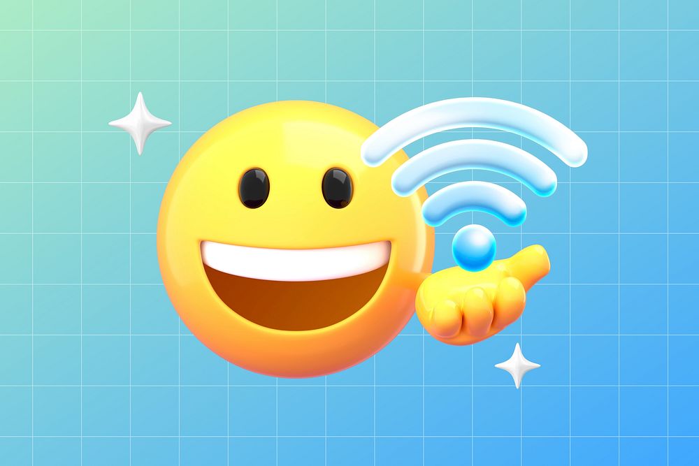 Wifi emoticon background, 3D emoji design